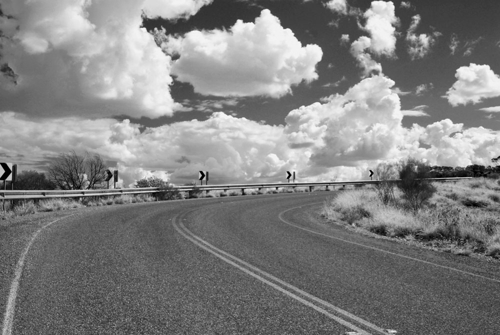 Black And White Clouds Curve Street
